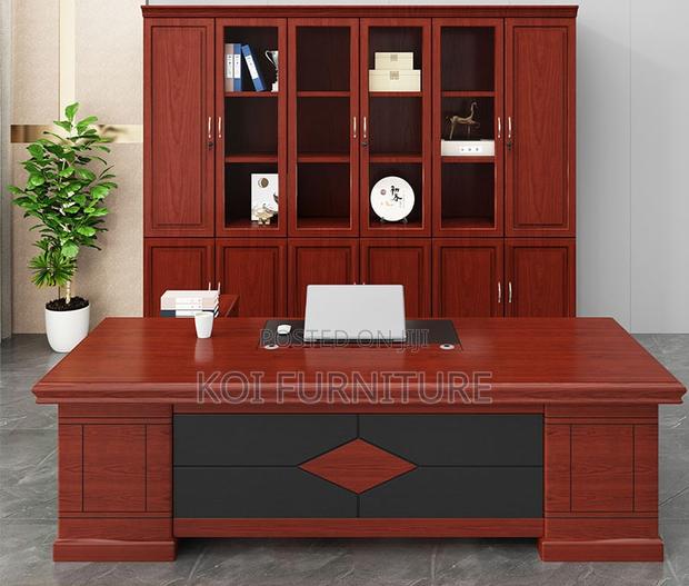 Office Desk : 2.0m Executive Office Desk With a Mahogany Finish - thumbnail 3