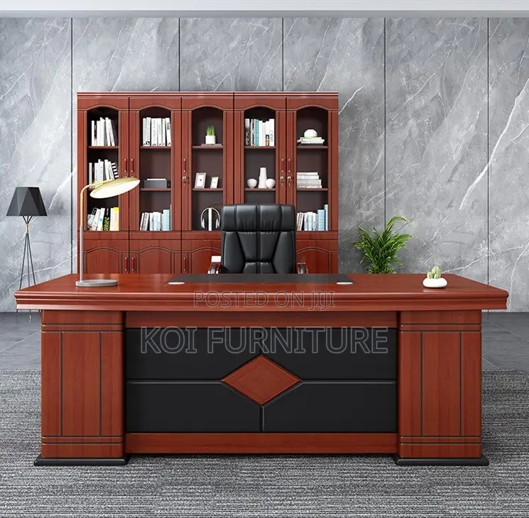 Office Desk : 2.0m Executive Office Desk With a Mahogany Finish