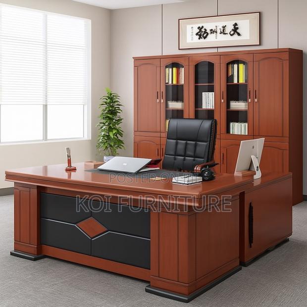Office Desk : 2.0m Executive Office Desk With a Mahogany Finish - thumbnail 9