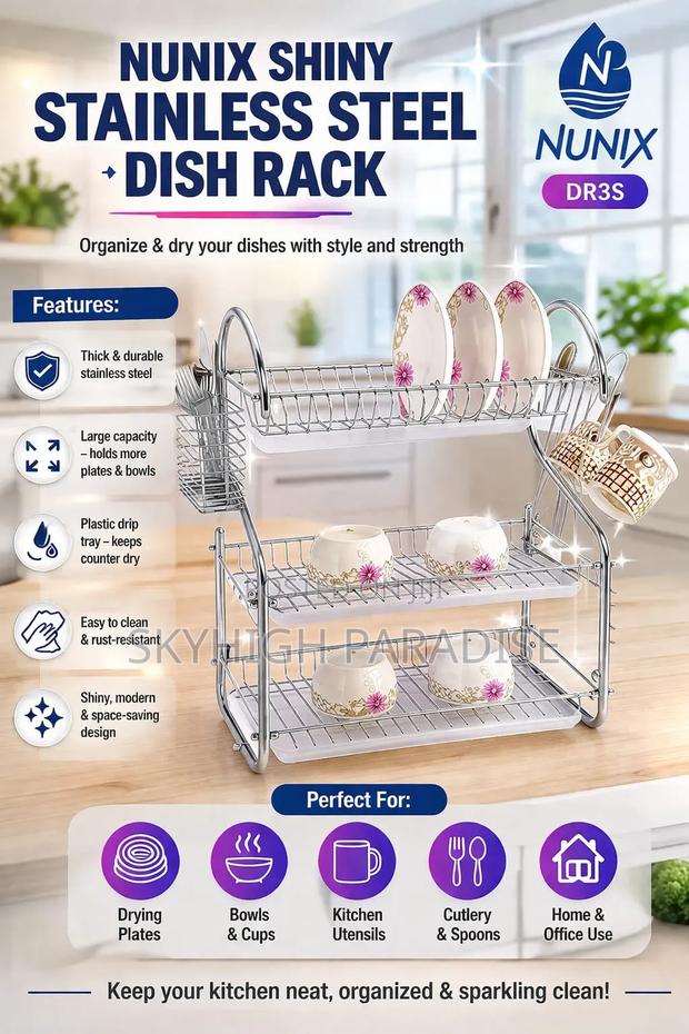Dr3s Nunix 3-Layer Steel Dish Drainer - main view