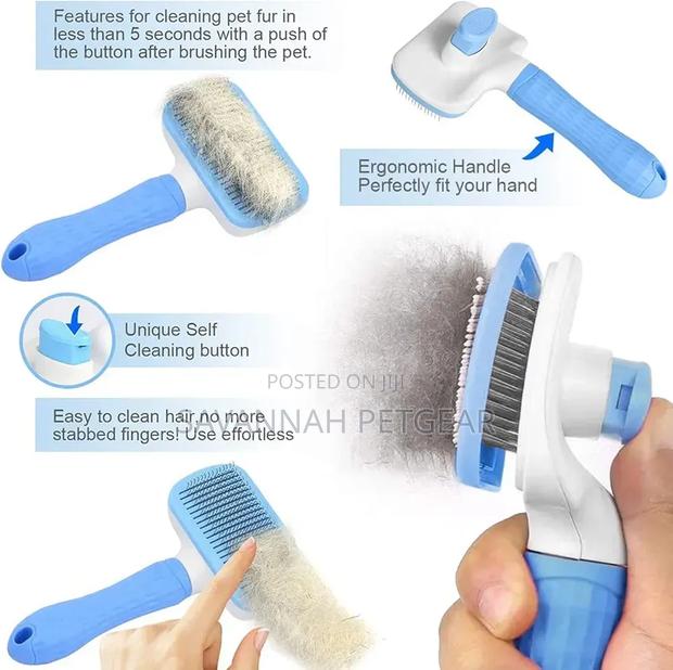 Self Cleaning Pet Slicker Brushes With Smooth Handle - thumbnail 3