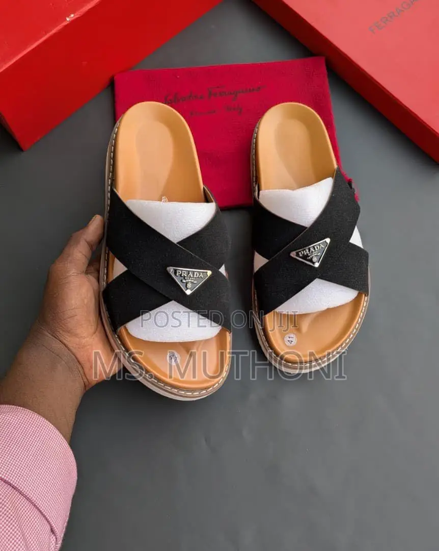 Prada Suede Crisscross Slides Size 40-45