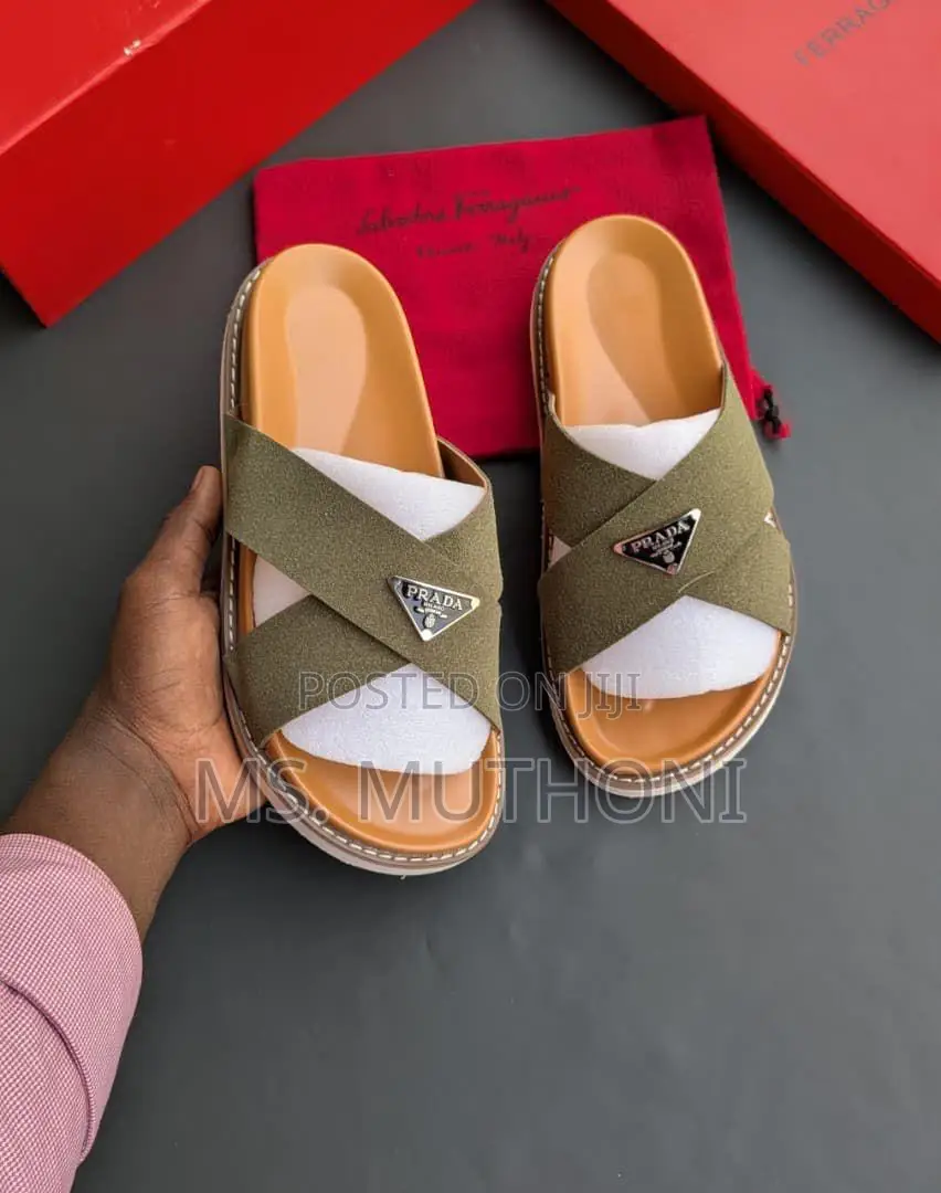 Prada Suede Crisscross Slides Size 40-45