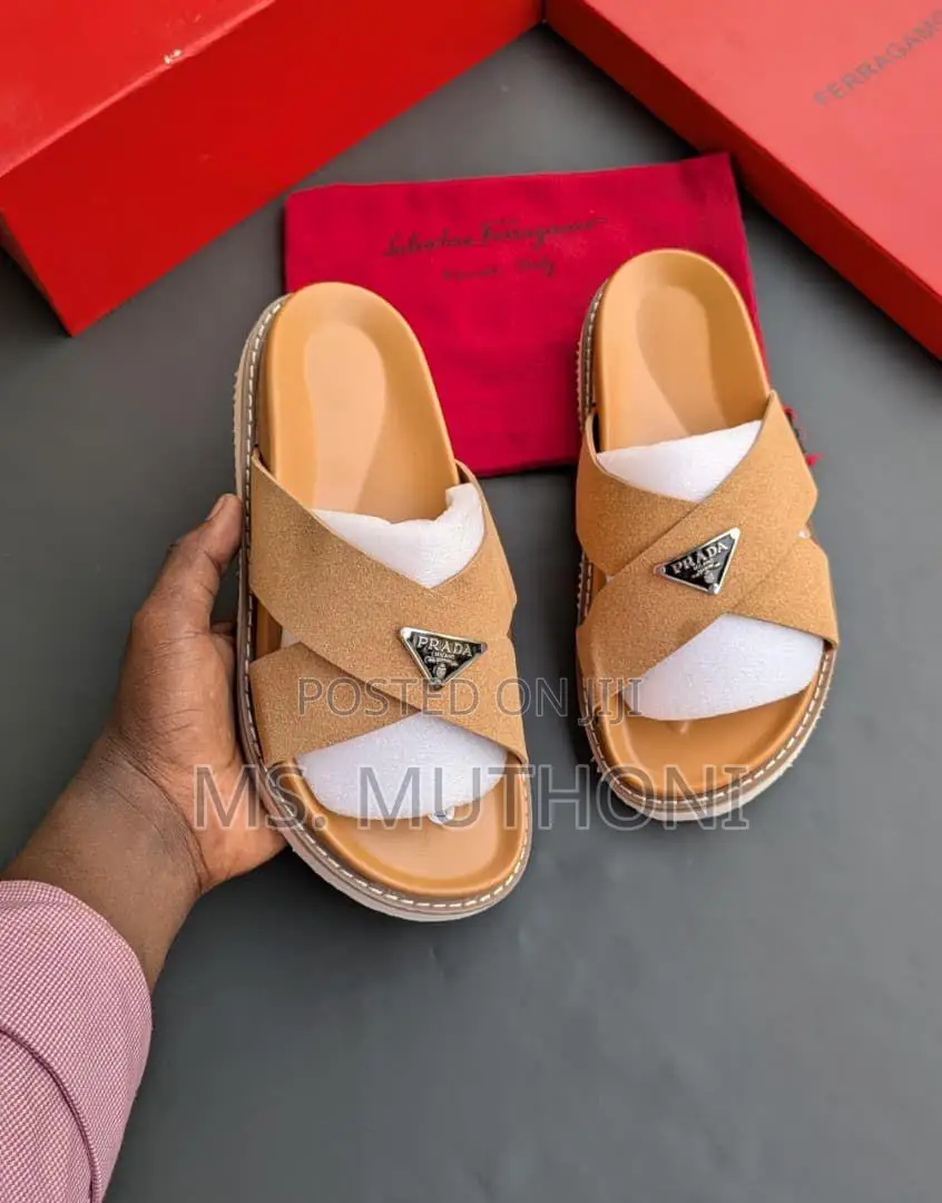 Prada Suede Crisscross Slides Size 40-45