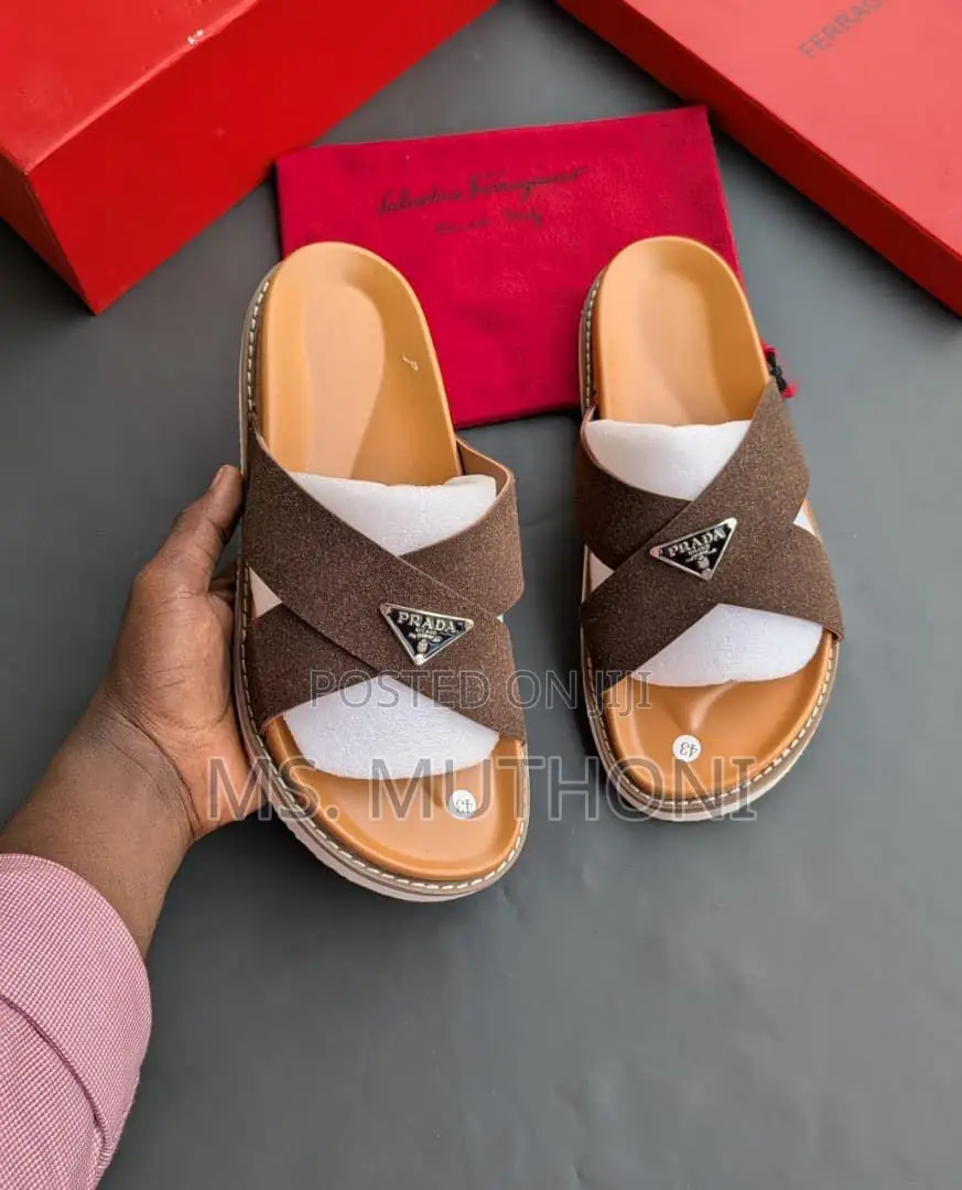 Prada Suede Crisscross Slides Size 40-45