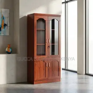 2-Door Mahogany Glas Fronted Document Cabinet