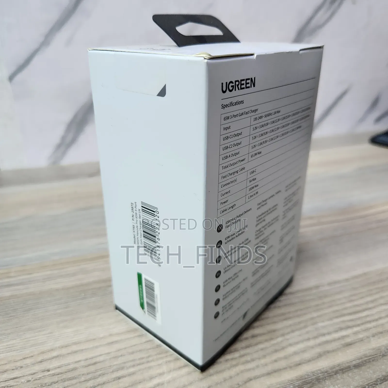 Ugreen Nexode Pro 65w 3-Port Gan Fast Charger Uk Grey+1.5m 100w Cable