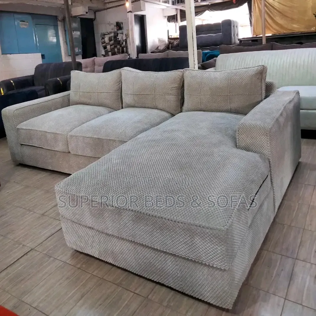 Elegant Fabric L-Shaped Sofa (5 Seater)
