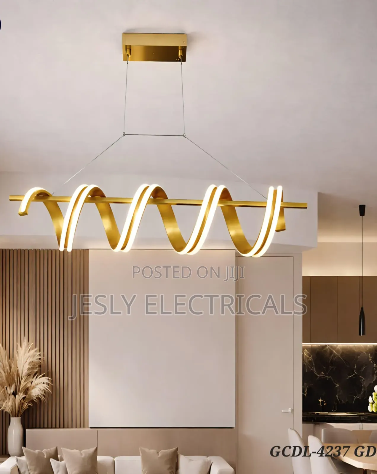 Golden Spiral Bar Chandelier