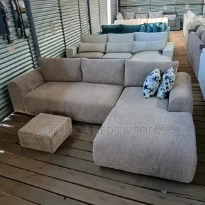 Brown L Shape Sofa (5 Seater)