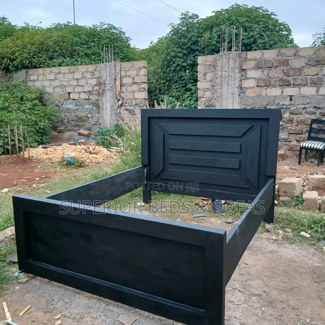5 by 6 Black Wooden Bed- Free Delivery.