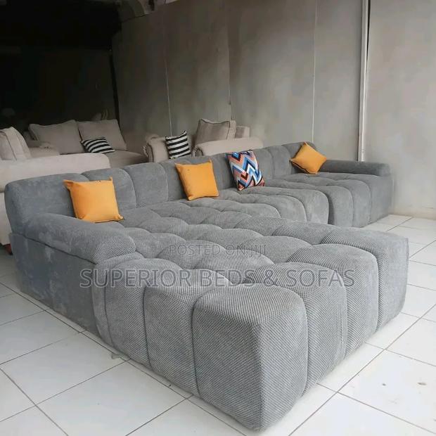 Grey L Shape Sofa Bubble Design (5 Seater)