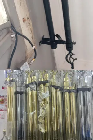 2m Double Black,Silver and Gold Adjustable Window Curtain Rods