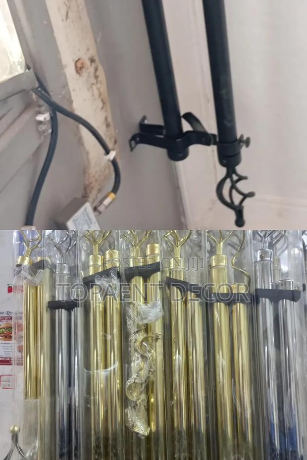 2m Double Black,Silver and Gold Adjustable Window Curtain Rods