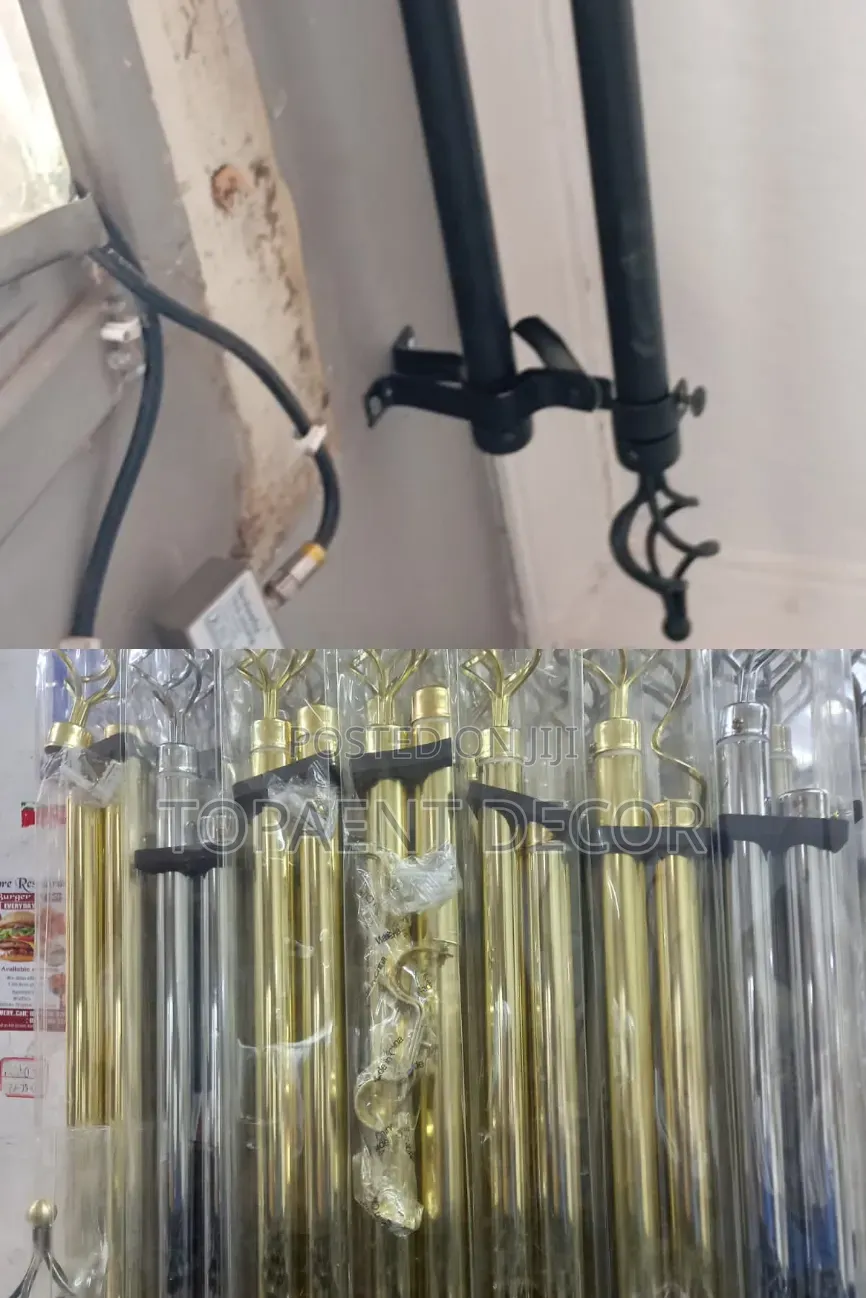 2m Double Black,Silver and Gold Adjustable Window Curtain Rods