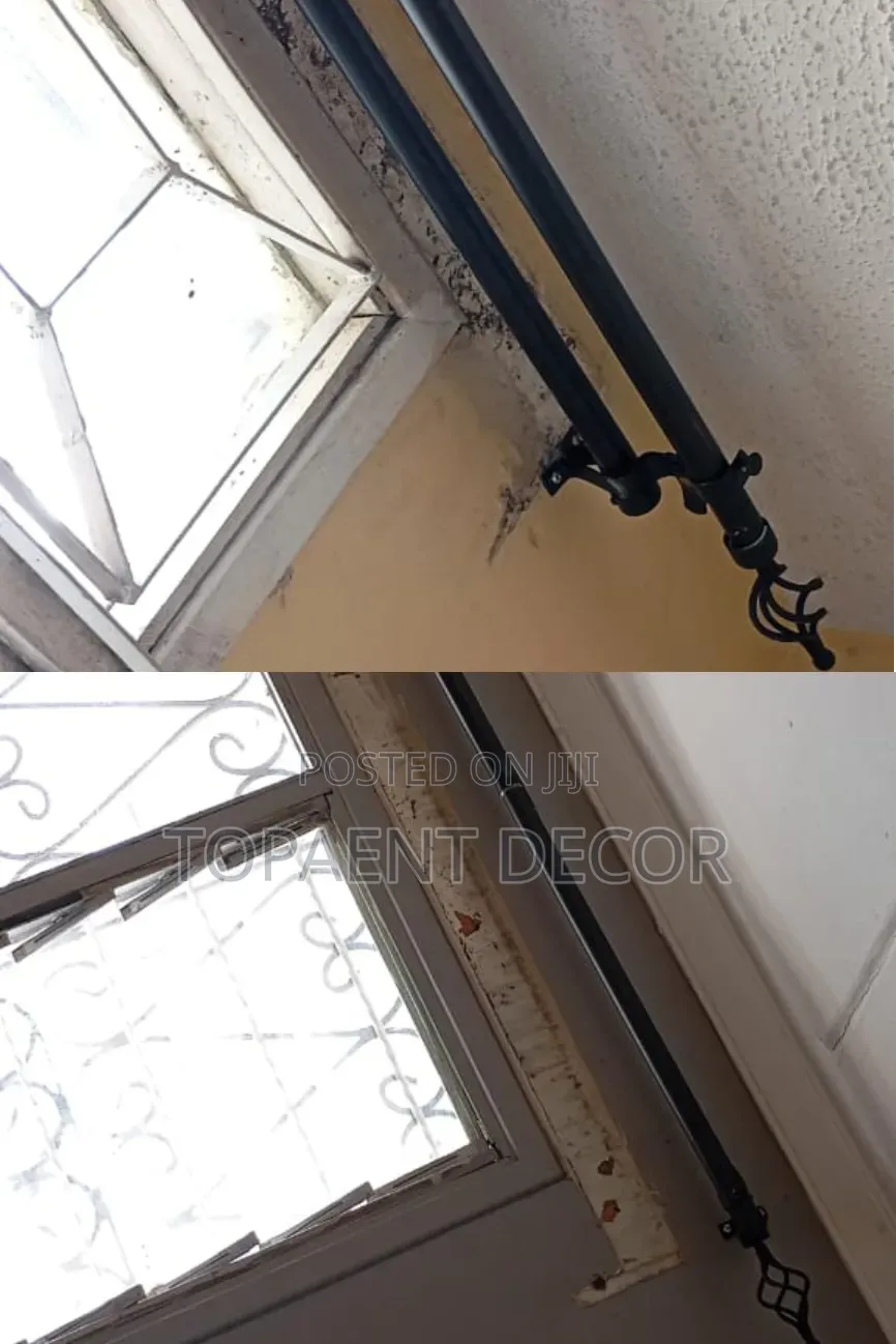 Black Double and Single Window Curtain Rods
