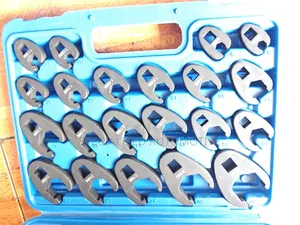 21 Piece Crowfoot Flare Nut Wrench Set 8mm to 32 Mm Kit.