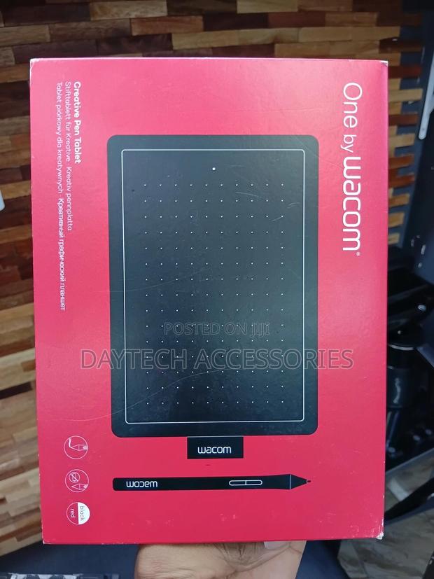 One by Wacom Digital Graphic Drawing Tablet Pad, Small - Black/Red - thumbnail 2