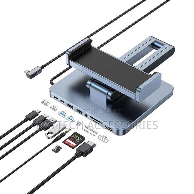 This Is a Wiwu Ah801 Adjustable 8-in-1 Usb-C Tablet Hub Stand. - thumbnail 2