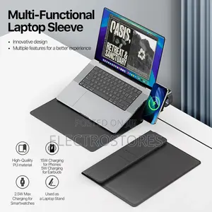 Leather Laptop Bag 13.6 to 14 Inch Wireless Charger Foldable Stand