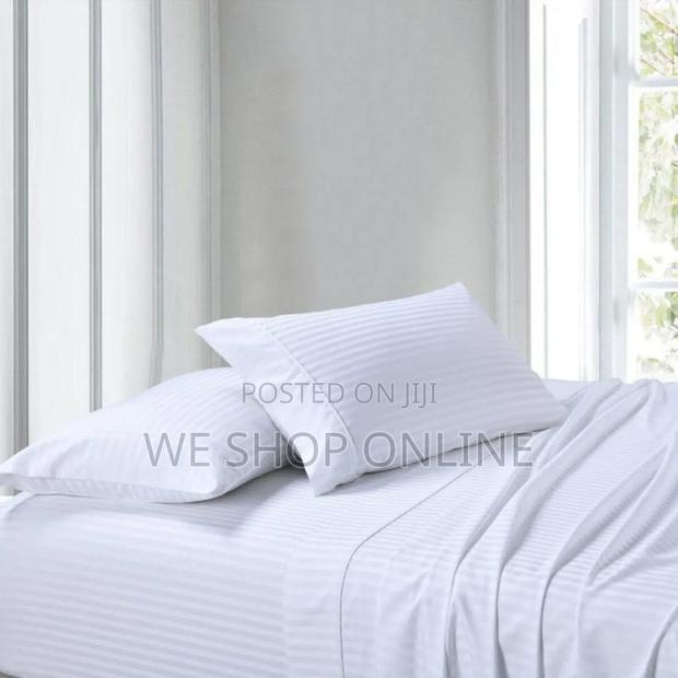 6*7, 2 Cotton Stripped White Bedsheets 2 Pillowcases - thumbnail 2