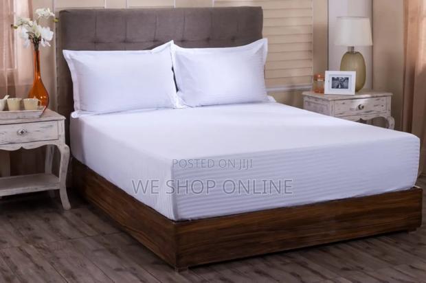 6*7, 2 Cotton Stripped White Bedsheets 2 Pillowcases - thumbnail 3