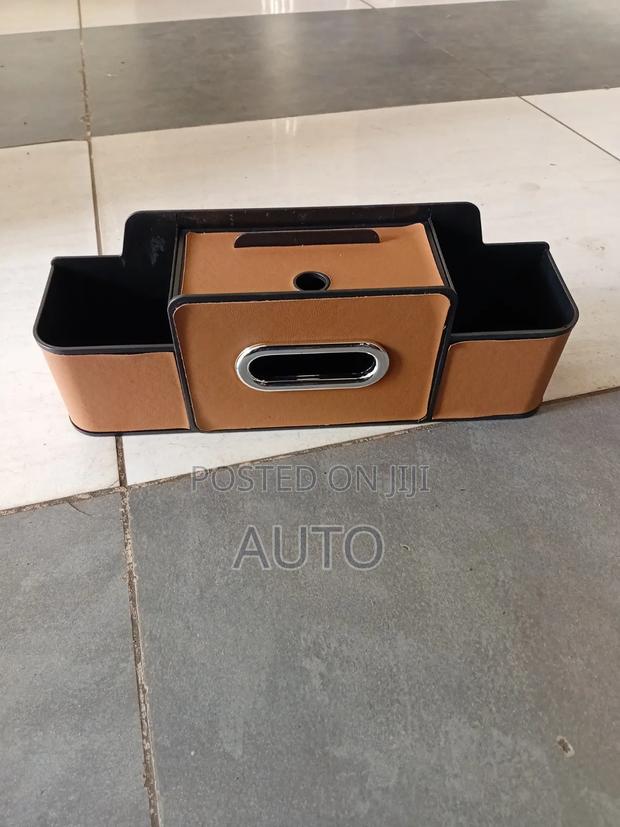 Brown Car Seat Organizer With Tissue Holder – Luxury Interior Storage