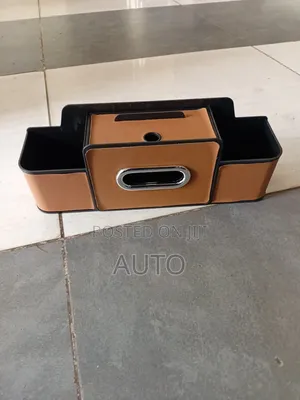 Luxury Car Organizer Console With Tissue Box Holder – Brown Design