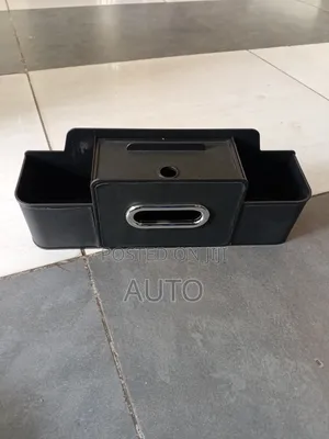 Black Car Seat Organizer With Tissue Holder – Interior Storage Console