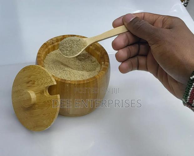 320ml Bamboo Sugar Dish With Bamboo Teaspoon