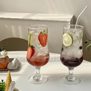 6pcs Retro Glass Goblet Transparent Glass