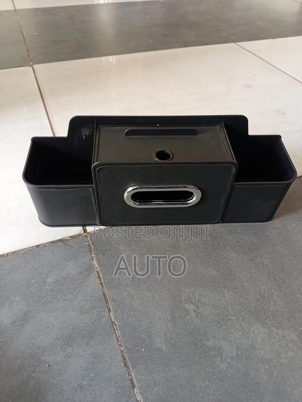 Multifunction Car Organizer Console With Tissue Box Holder – Black - main view