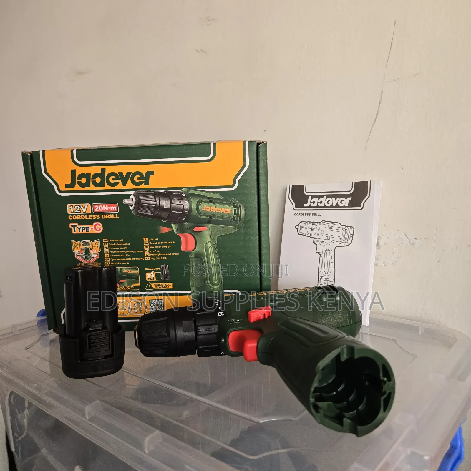 Cordless Drill Jadever 12v 20 N.M Wt 1.5ah Battery Lithium-Ion