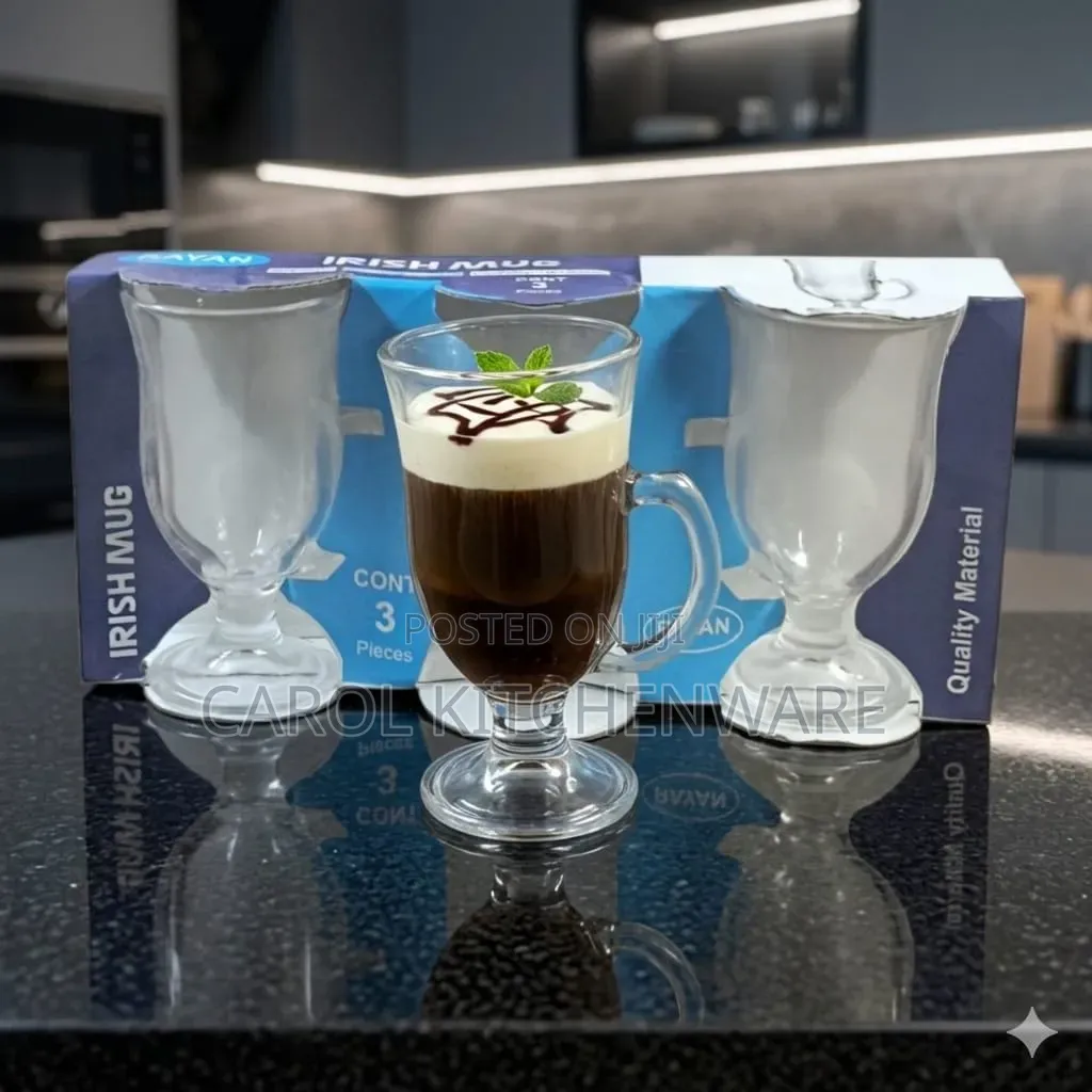 Irish Glass Mug / 3 PCS Irish Coffee Glasses