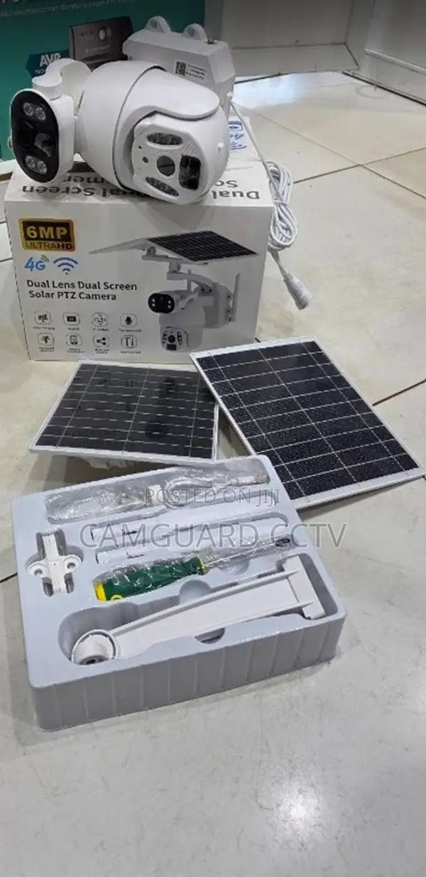 Outdoor Ubox 6mp Dual Lens Solar Powered PTZ Camera 2 Panel