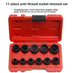 11 Pc, Twist Socket Set, Wheel Nut Remover, Damaged Bolt Extractor