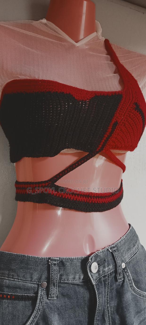 Red Black Crochet Top