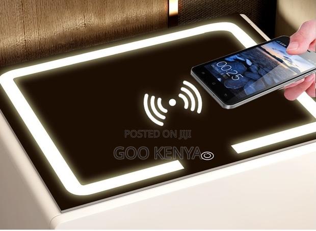 Bedside Cabinet; Modern Wooden Bedside Cabinet With Led Night Light - thumbnail 2
