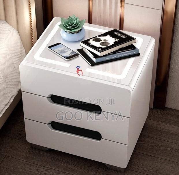 Bedside Cabinet; Modern Wooden Bedside Cabinet With Led Night Light - thumbnail 10