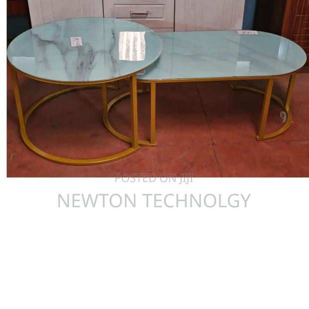 2 in 1 Marble Nesting Coffee Table (Glass Effect) White