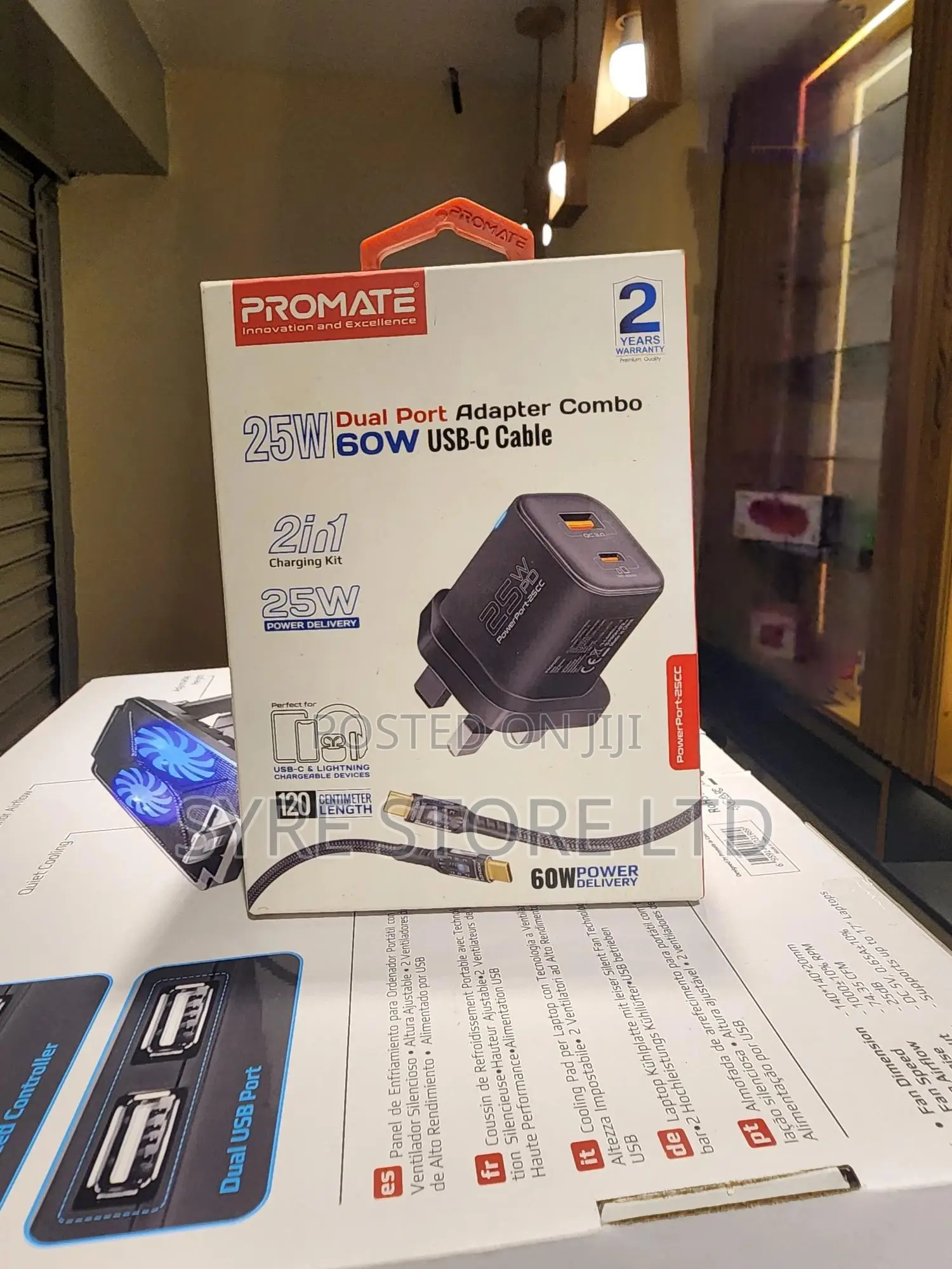Wall Charger Kit + 60w Usb-C Transparent Cable-Promate 25w