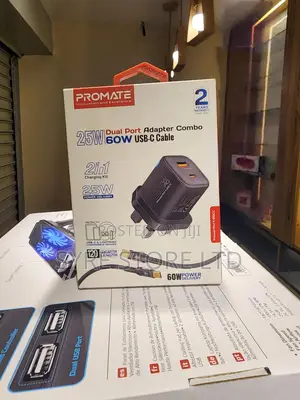 Wall Charger Kit + 60w Usb-C Transparent Cable-Promate 25w