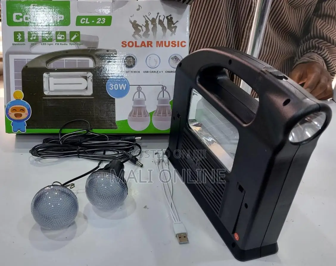 Solar Portable Power Station Kit Led Lights Power Bank Fm Radio