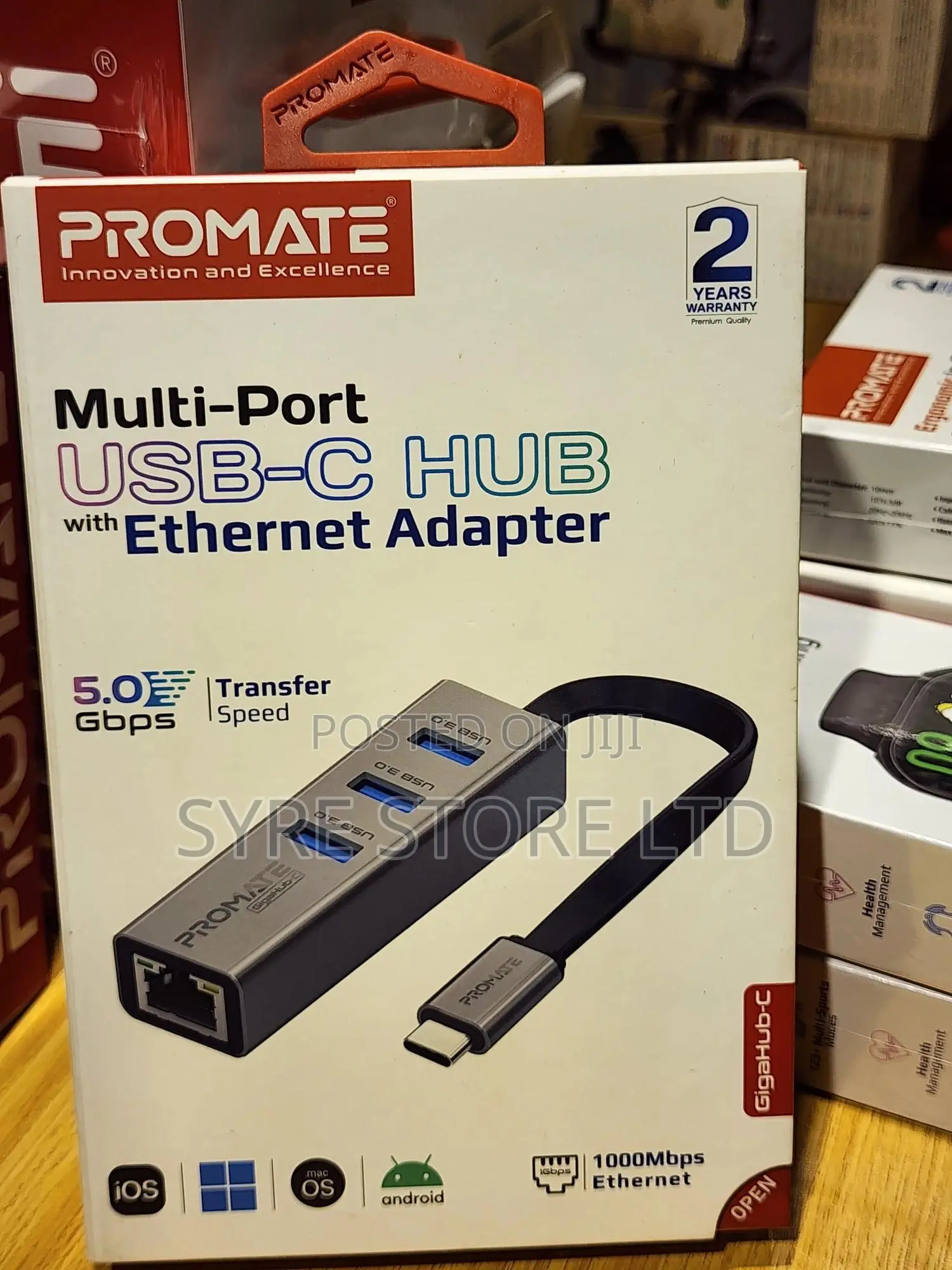 Usb-C Hub With 3 Usb 3.0 1 GBPS Lan-Promate Gigahub-C