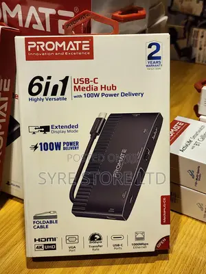 Promate Mediahub-C6 6-in-1 Usb-C Hub ( Hdmi, Vga)