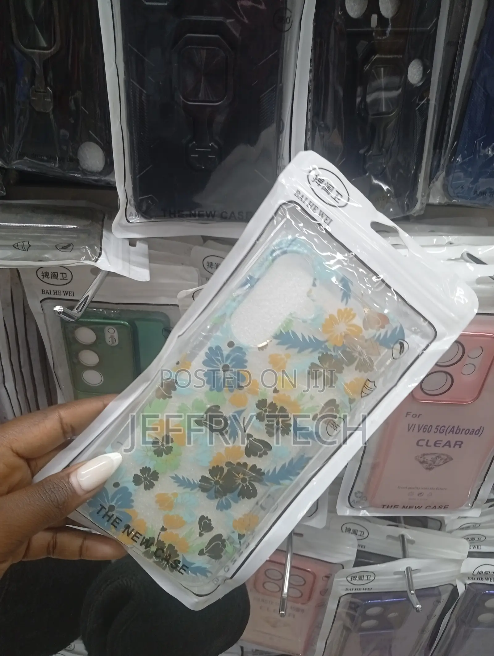 Transparent Floral-Patterned Case for Various Samsung Galaxy Models.