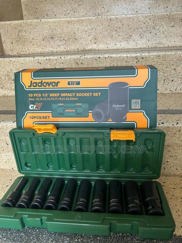 Sockets Set Jadever 10 PCS 1/2" Deep Impact Sockets Set Impact Wrench - thumbnail 2