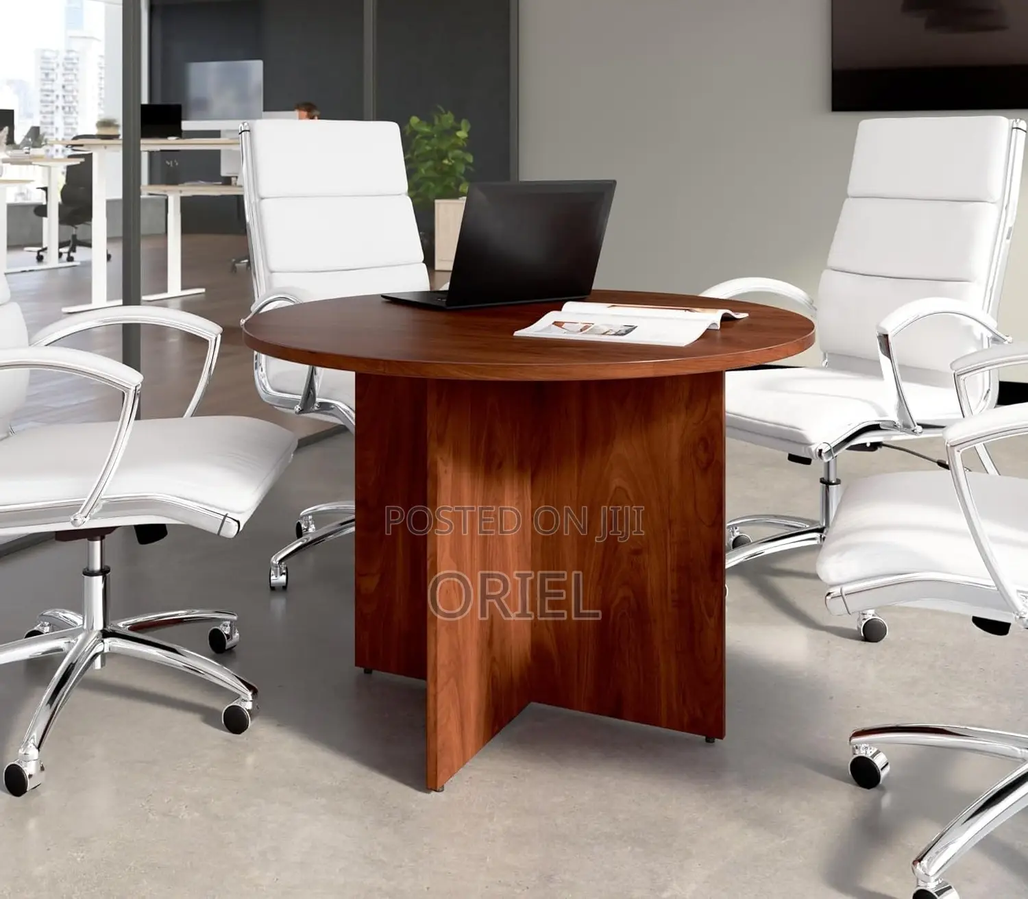 Office Table : Office 4-Seater Round Meeting Table