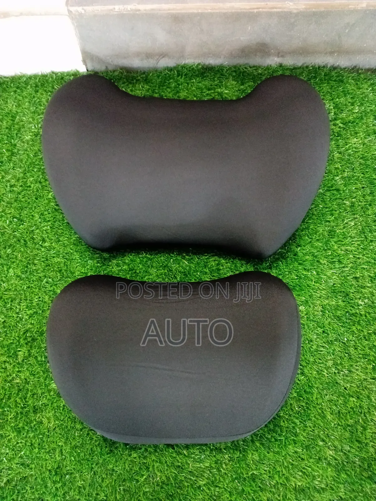 Car Neck Lumbar Support Cushion Set Black Back and Neckrest Pillows
