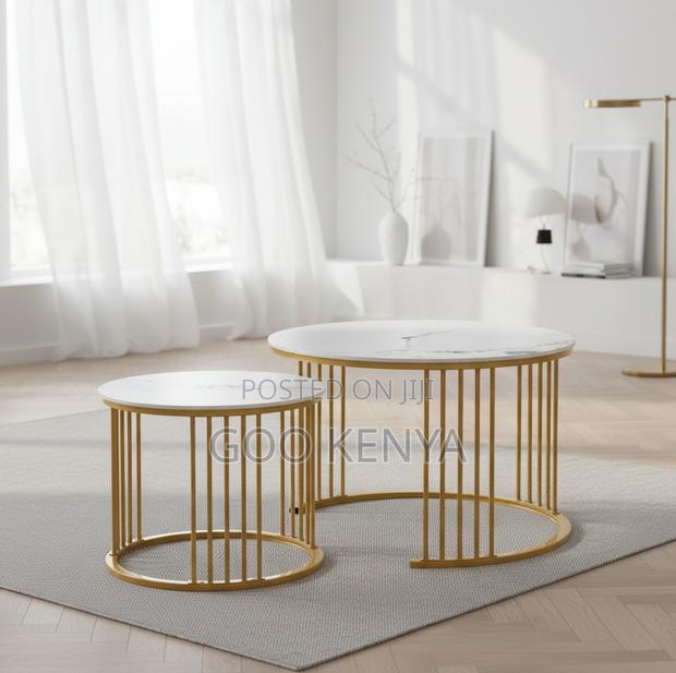 Coffee Table; High-End Modern Gold Convertible Coffee Table